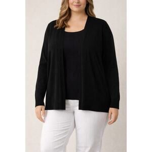 Loft Black Open Front Cardigan Womens Medium Long Sleeve